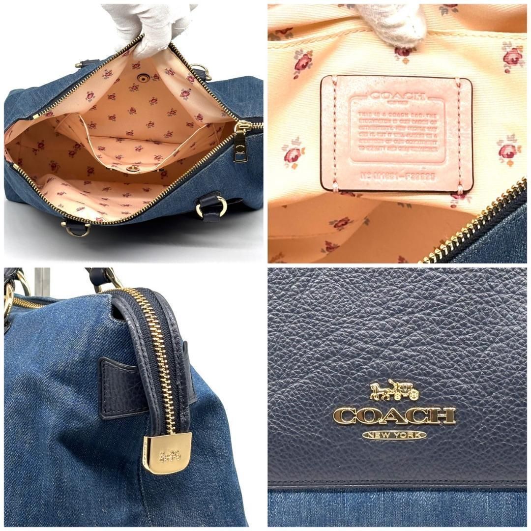 COACH コーチ ショルダーバッグ ハンドバッグ 2Way デニム レザー