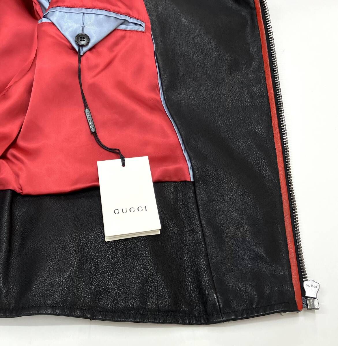 ♡美品♡GUCCI レザージャケット 黒 赤裏地 GUCCI グッチ アレッサンドロ・ミケーレ DIYコレクション ダガー