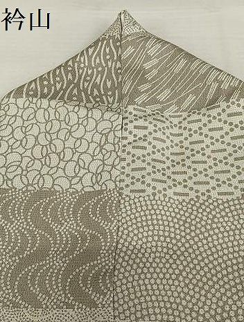 平和屋着物▽本塩沢 単衣 幾何学文様 正絹 逸品 AAAW2023sx