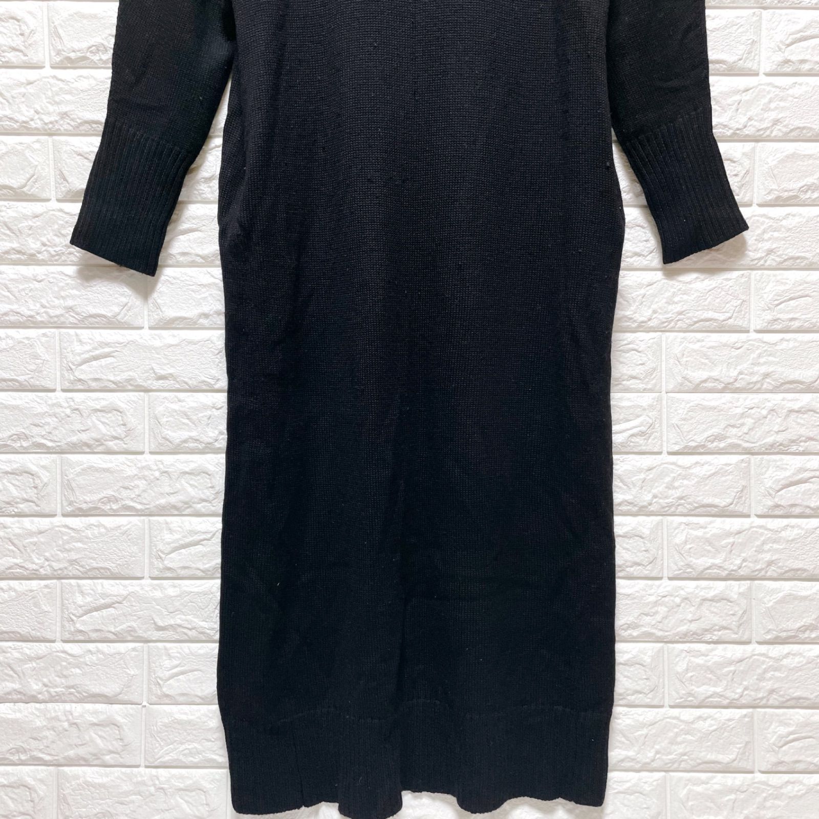 CINOH チノ ニットワンピース フリーサイズ ブラック 黒 ウール100