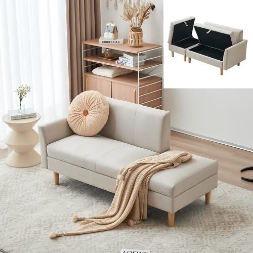 オーエスジェイ OSJ ソファ ソファー 2人掛け 収納付き オットマン付き 左右に使える片肘 幅146 cm 木脚外し コンパクト ローソファ おしゃれ ひとり暮らし ファブリック カウチソファー