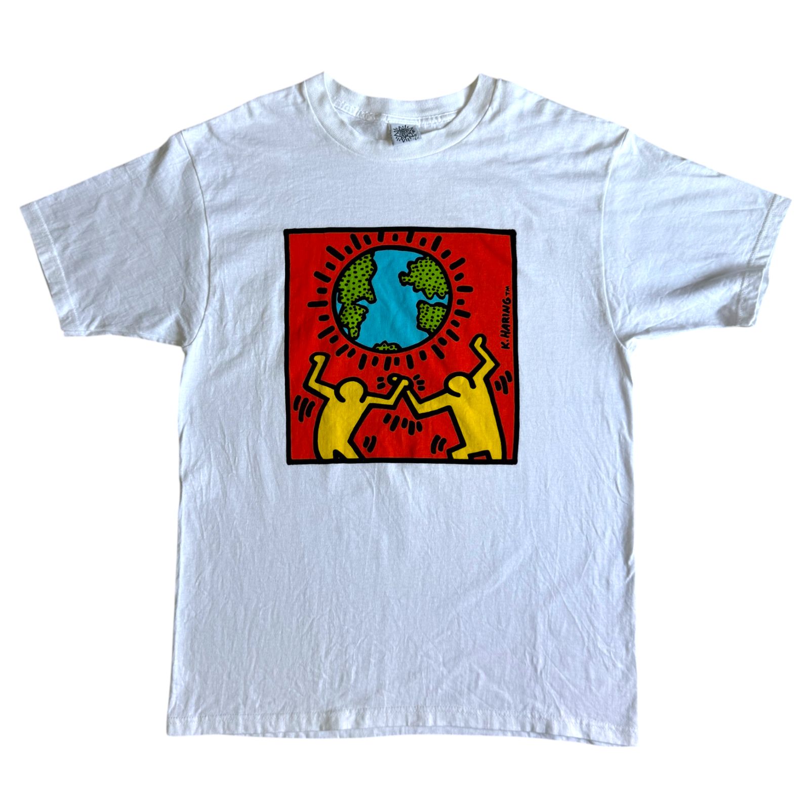 90s Keith Haring Earth Day アート プリント Tシャツ Lサイズ