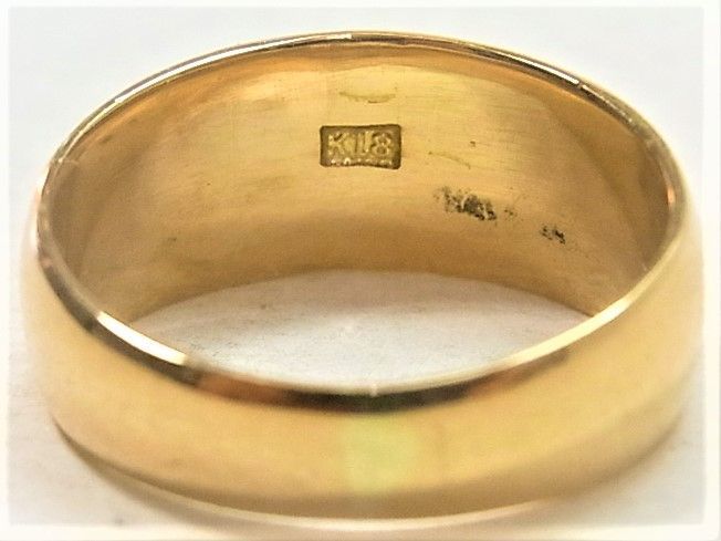 K18 18金 リング 月型甲丸 柄入 サイズ＃9~9.5 結婚指輪 - メルカリ