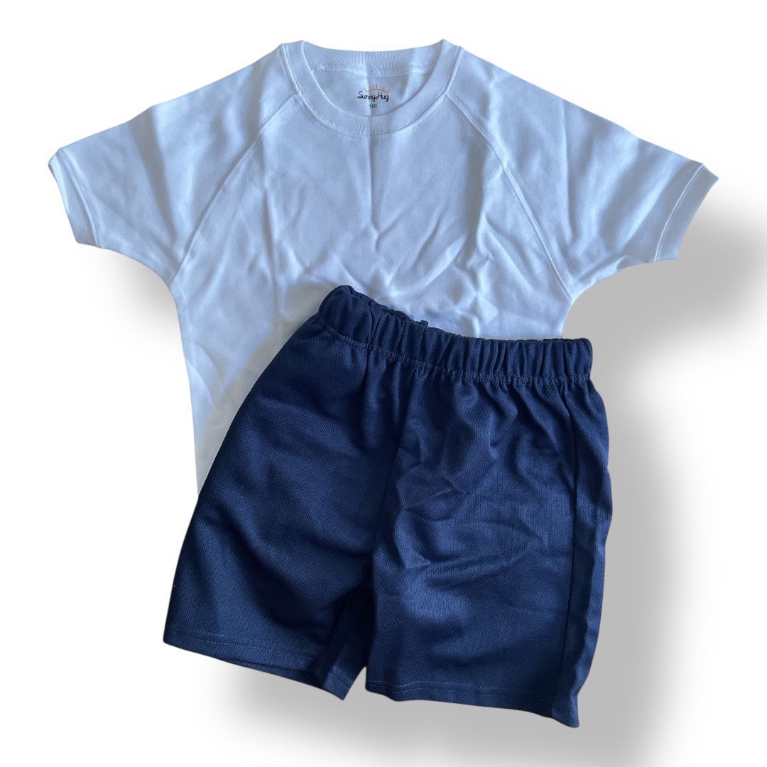 サニーハグ 体操服 体操着 上下セット 半袖 クォーターパンツ 男女兼用 体育着 学校服 運動服 綿高混スムース 吸汗速乾 スクール キッズ 幼稚園 小学生 中学生 子供 120cm 半袖 クォーター 上下セット 管理V330