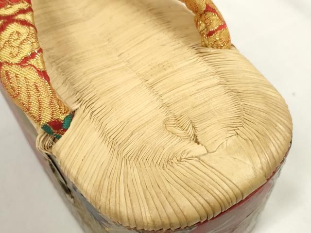  和装小物 ぽっくり下駄 こっぽり おこぼ下駄 畳表 金蒔絵 飛鶴松文 kh 5 草履 下駄 キッズシューズ