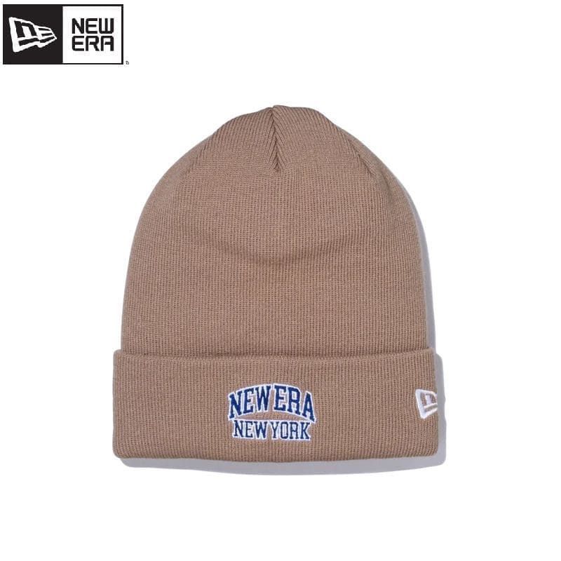 NEWERA ニューエラ ニット帽 ビーニー カフニット ニットキャップ 帽子 カレッジ ロゴ 刺繍 レディース メンズ ユニセックス フリー ベージュ