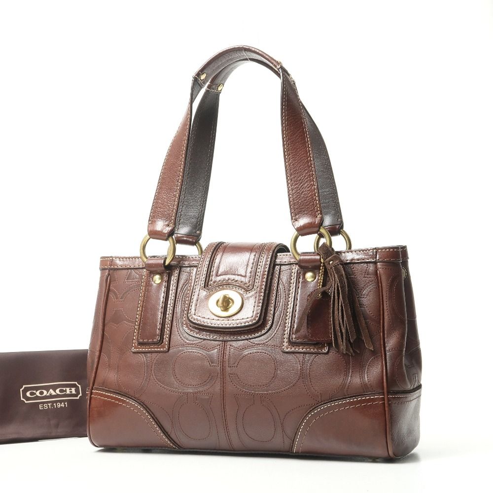 美品 COACH コーチ ハンドバッグ 肩掛け ターンロック シグネチャー 極美品 レア】COACH ショルダーバッグ シグネチャー ターン