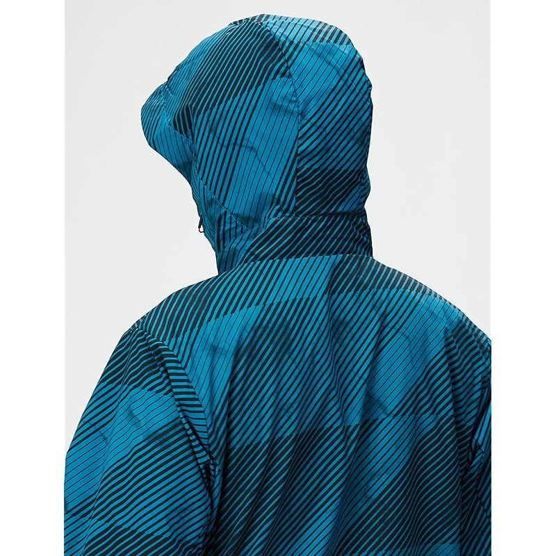 彡 ムーブスポーツ ウィンドブレーカー デサント HEATNAVI TOUGH 総柄グラフィック フルジップフーディー トレーニング ブルー O 1