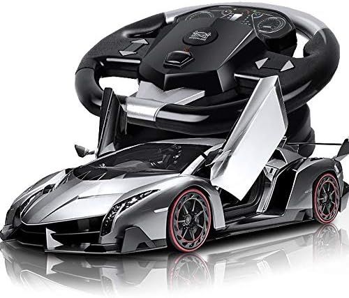 1 10 2.4GHZ ラジコン ハイスピード ドリフト 重力誘導 シミュレーション カー RC 電気 オープンドア おもちゃ 電子 スポーツ レース 車両モデル 点滅ライト付き 男の子の誕生日プレゼント用 - シルバー