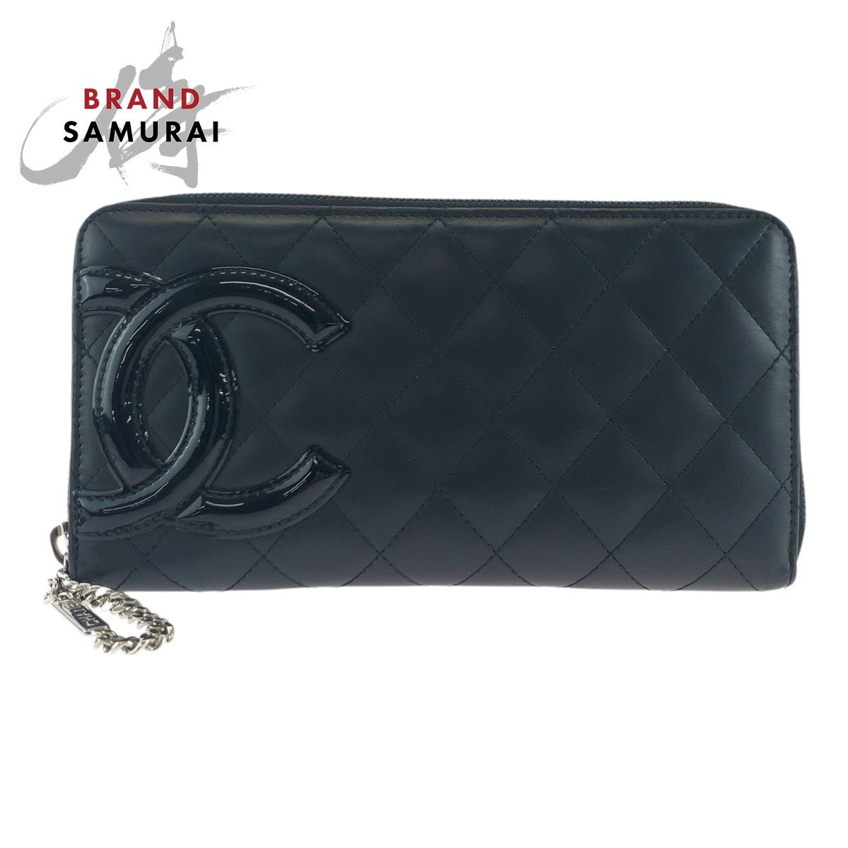 CHANEL シャネル カンボンライン ココマーク ブラック 黒 シルバー金具 レザー|エナメル 長財布 ロングウォレット レディース 503251