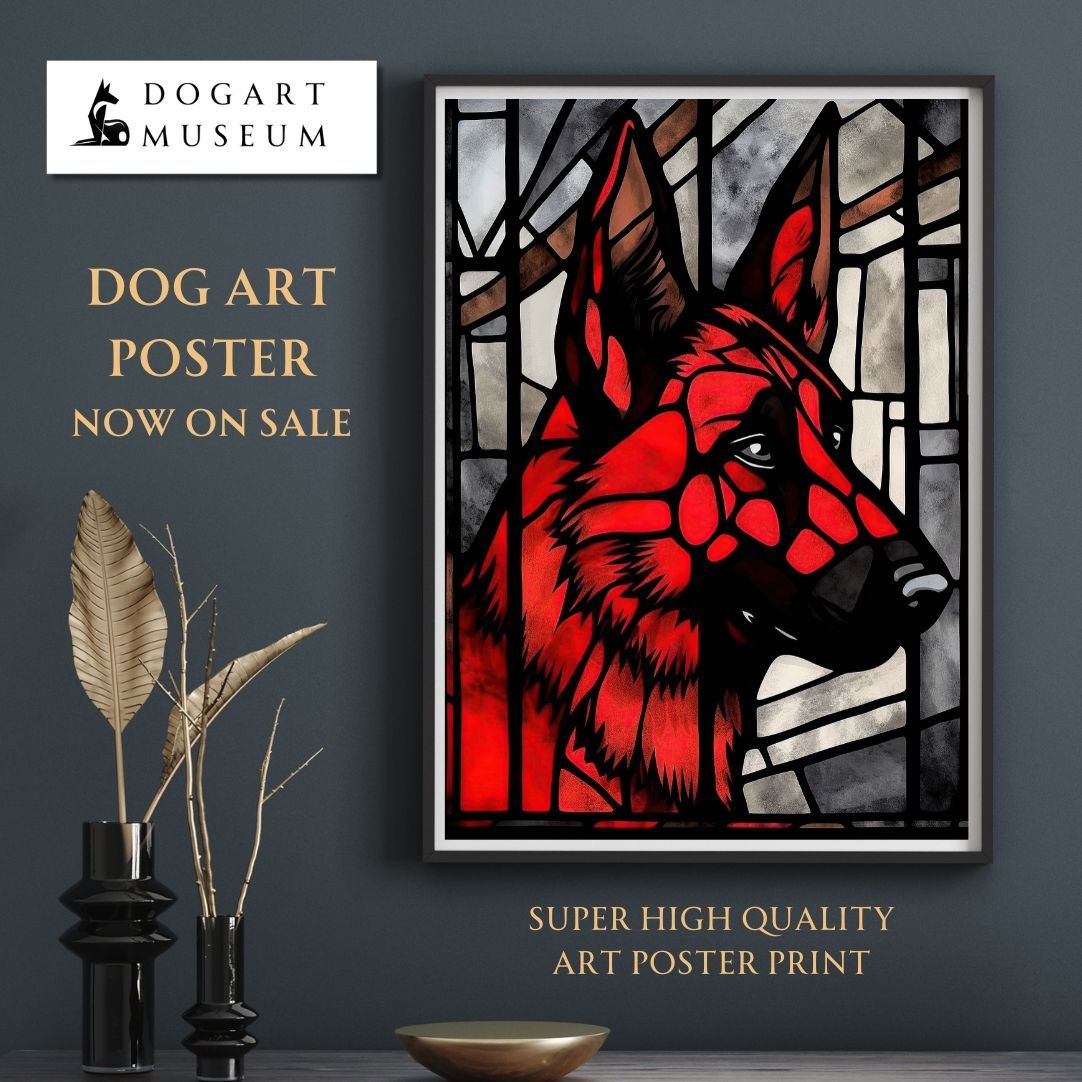 Trinity (トリニティー) - ジャーマンシェパード犬 No.4】幸運 モダンアートポスター 犬の絵 犬の, image size:1082x1082