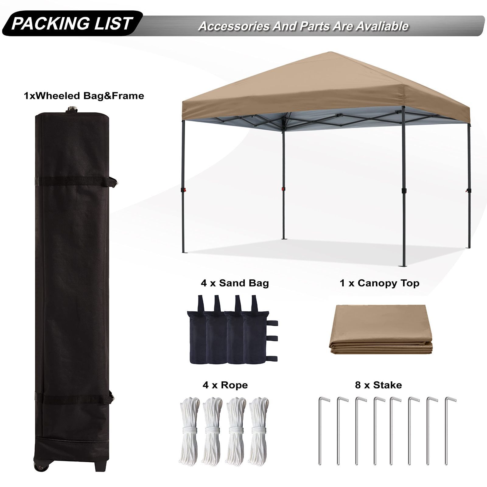 ABCCANOPY タープテント ワンタッチ センターロック 3m/2.5m/2m 高強度スチールフレーム 3段階調節 キャスターバッグ付き  8人用大型 組立簡単 遮熱性 耐水性 付属品付き - メルカリ