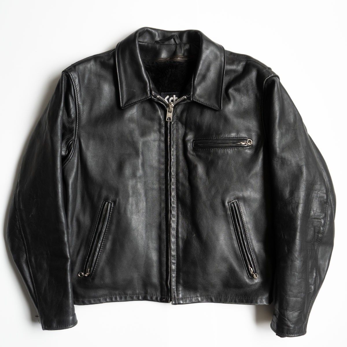 【美品】ショット シングル ライダースジャケット 本革 レザー 襟有 黒 642 SCHOTT [ショット] 642 SINGLE RIDERS-Jalana