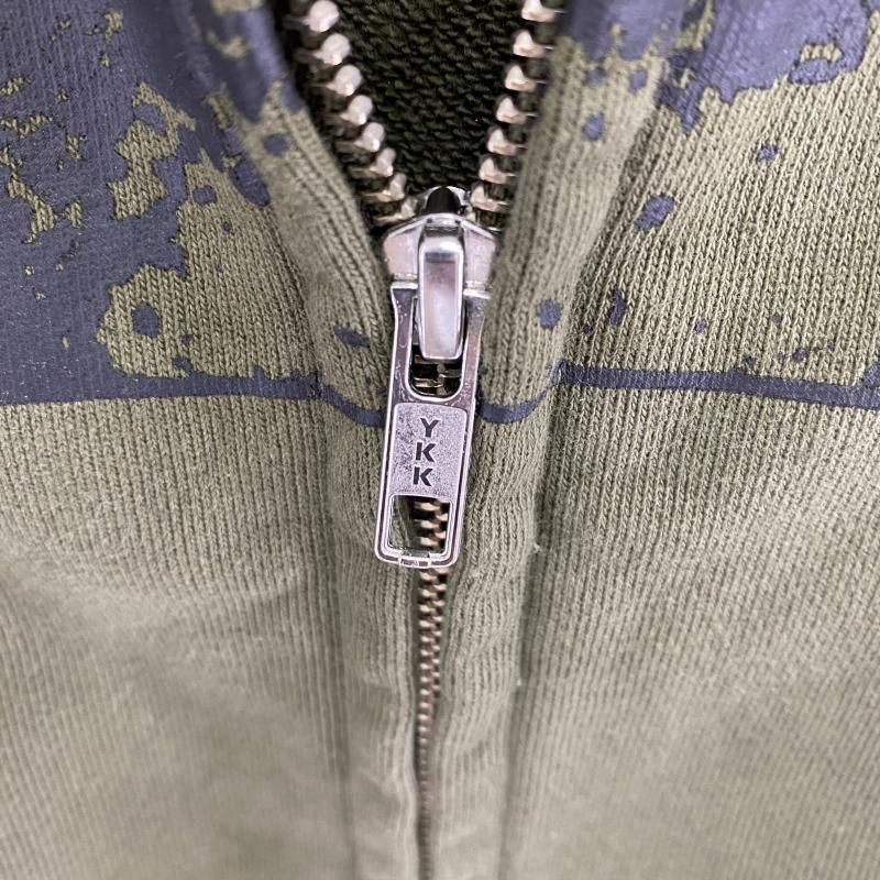 中古】X-LARGE CAMPUS ZIP UP HOODED SWEATSHIRT サイズL カーキ