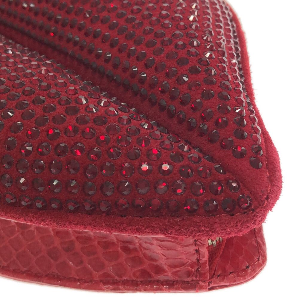 【美品】ルルギネス／リップ ポーチ クラッチバッグ LULU GUINNESS (ルルギネス) レディース リップポーチ レッド