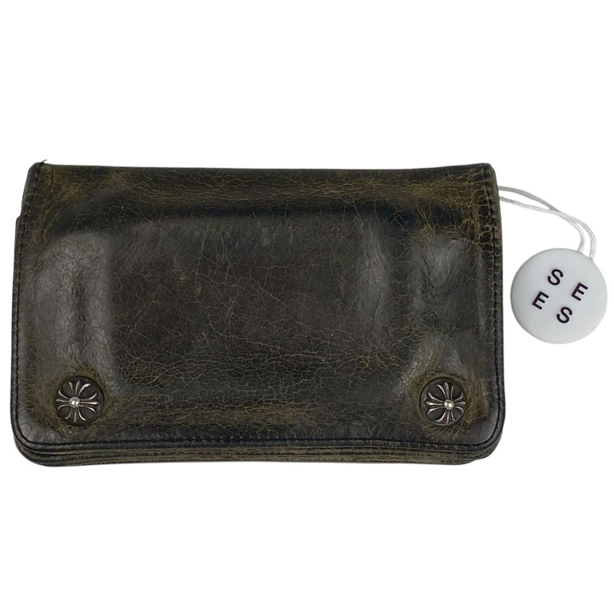 クロムハーツ 1ZIP/1ジップ クロスボタンレザーウォレット財布 メンズ