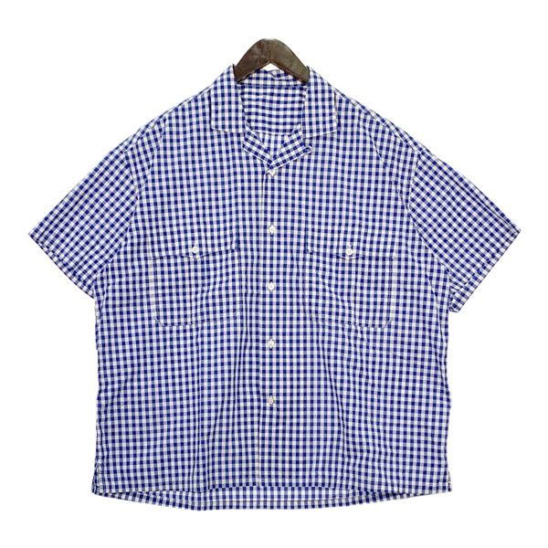 PORTER CLASSIC Kerouac ケルアック ギンガムチェックシャツ PC-016-694 美品 半袖 メンズ Lサイズ ブルー ポータークラシック DM12452