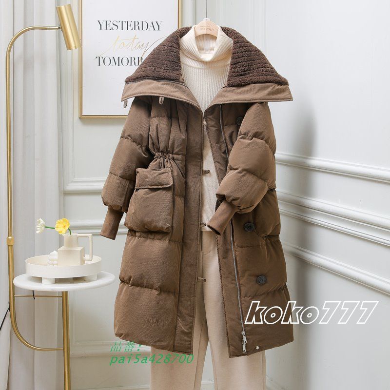 コート レディース ダウンコート 折襟 ロング ミディアム 通学 ポケット 通勤 オーバーコート 仕事 防寒服 女子アウター アウトドア 外套 お出掛け 冬 pai5a428700