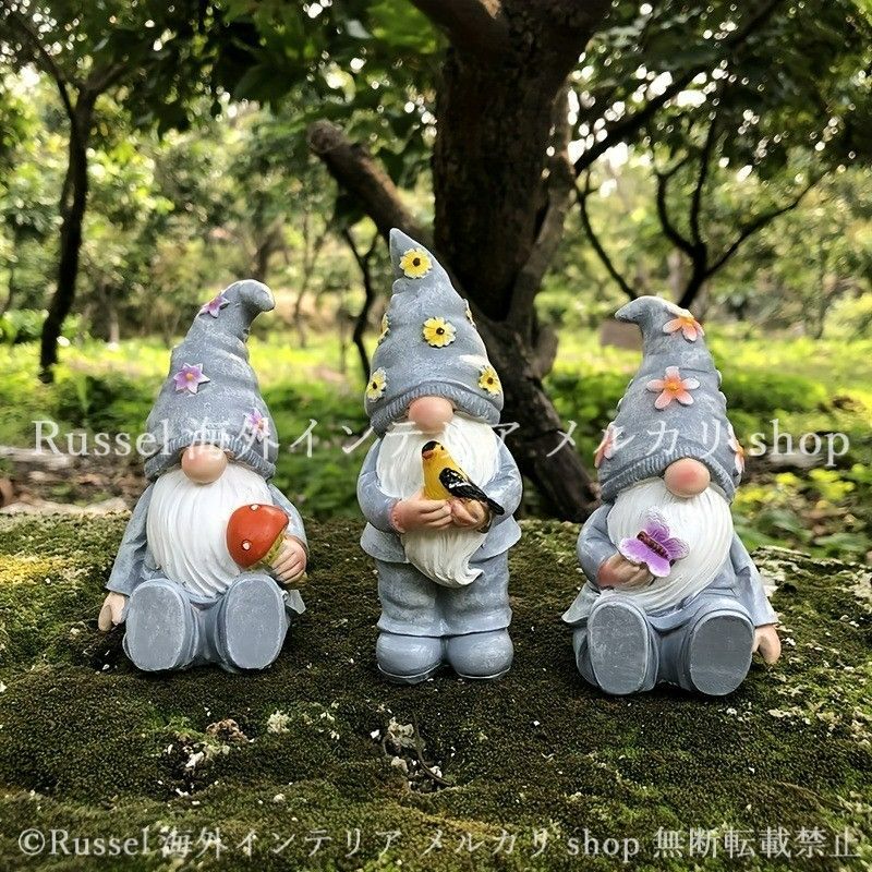 ガーデンオブジェ ノーム 3体セット 樹脂 置物ドワーフ かわいい ガーデンオーナメント 可愛い ガーデニング 雑貨 ガーデン雑貨 ガーデンインテリア ガーデン インテリア 庭の装飾 お洒落 おしゃれ 4-7