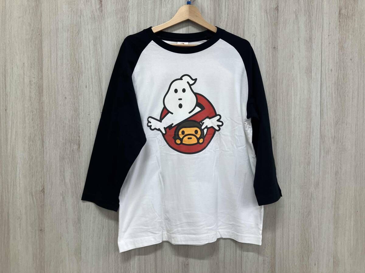 A BATHING APE アベイシングエイプ GHOSTBUSTERS ゴーストバスターズ ラグランTee 七分丈 Lサイズ ホワイト ブラック
