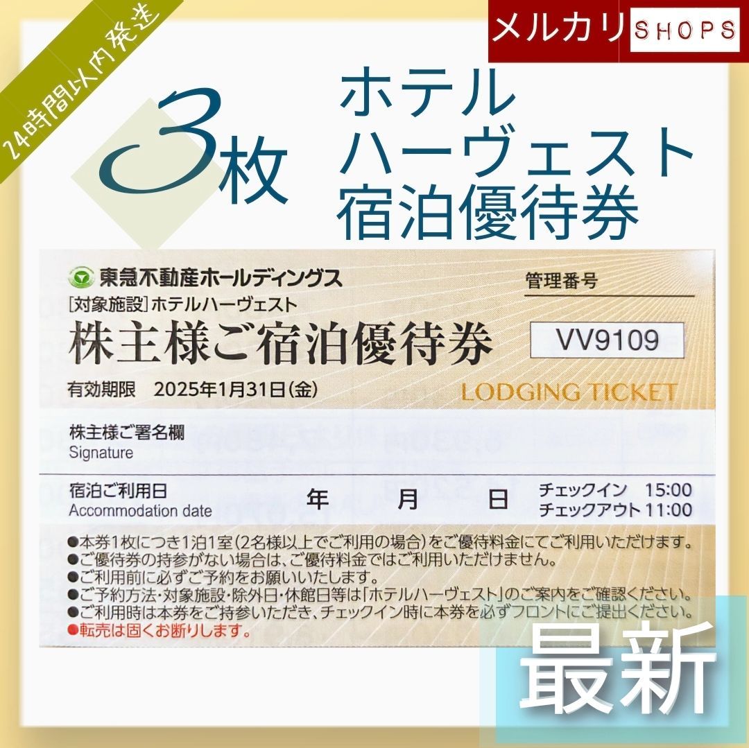 東急ハーヴェストクラブ／ホテルハーベスト 東急不動産株主ご宿泊優待券3枚cc 騒がしく