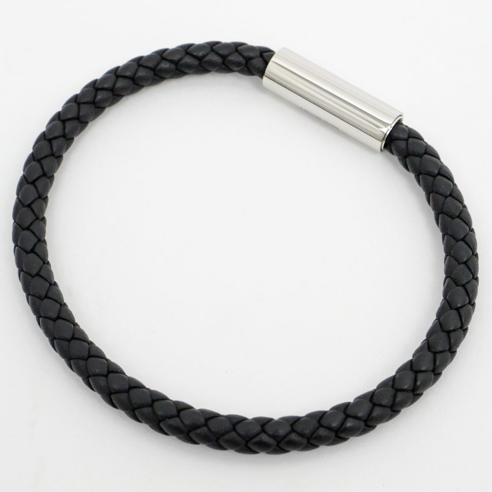 名東】エルメス ゴリアテ レザー 編み込み ブレスレット ブラック