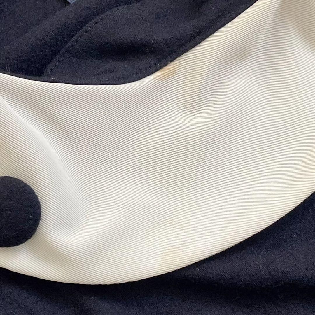 PARTISAN パルチザン ワンピース 紺 ウール ロング 襟 ボタン リボン  