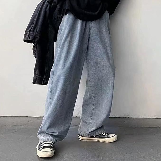 デニムパンツ メンズ ジーンズ ストレート デニム ゆったり ハイウエスト ファッション シンプル ポケット付き 体型カバー きれいめ カジュアル ワイドパンツ ロングパンツ 美脚 ストレッチ
