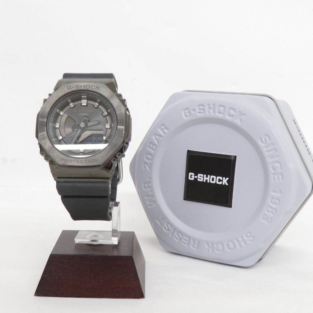 G-SHOCK CASIO ジーショック 腕時計 アナログ-デジタル Metal Covered スチールブラック 八角形フォルム GM-S2100B-8AJF【中古】