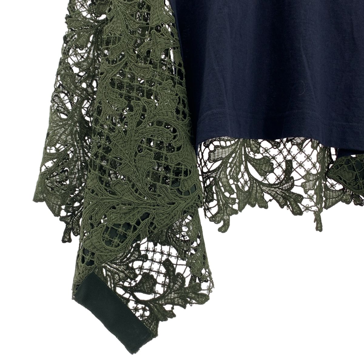  sacai サカイ エンブロイダリー レース プルオーバーシャツ 1 ネイビー カーキ レディース 長袖 Tシャツ カットソー