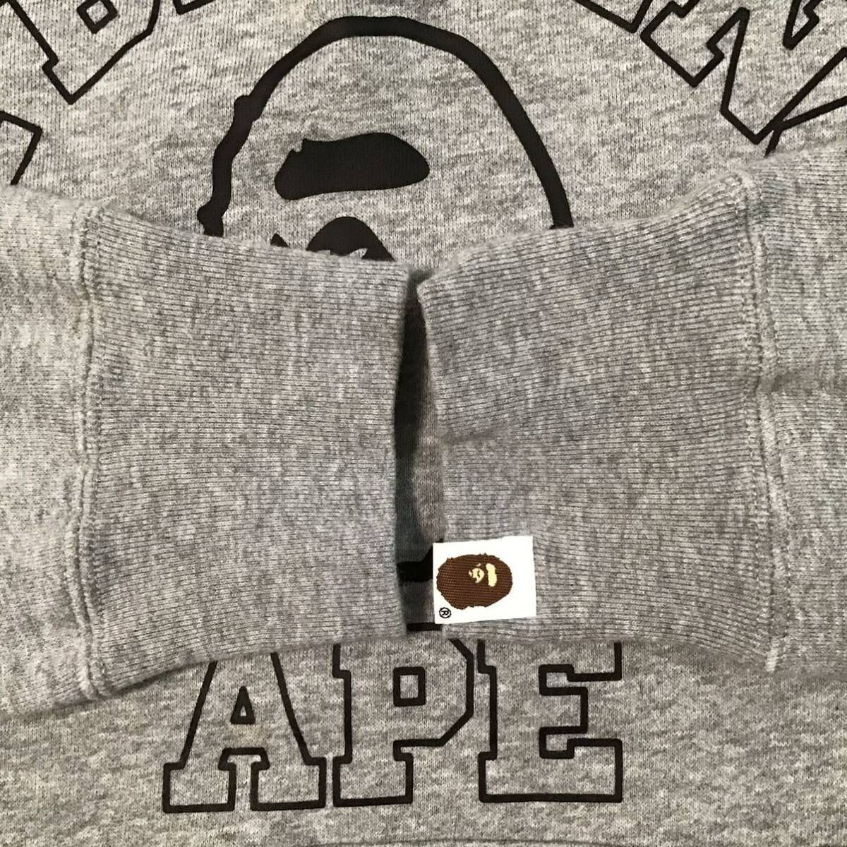 カレッジロゴ プルオーバー パーカー Sサイズ グレー a bathing ape