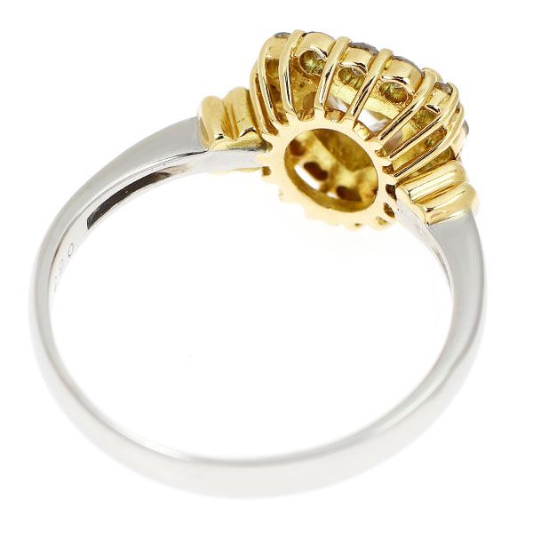 Pt900| K18YG ハートシェイプ ダイヤモンド リング 0.63ct D0.37ct