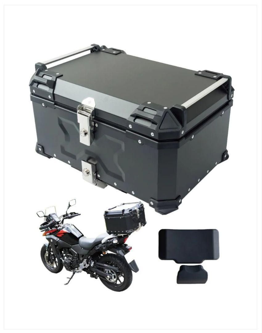 バイク用リアボックス 黒65L 1個 防水 バックレスト付き 耐腐食性 クッション性 アルミニウム合金