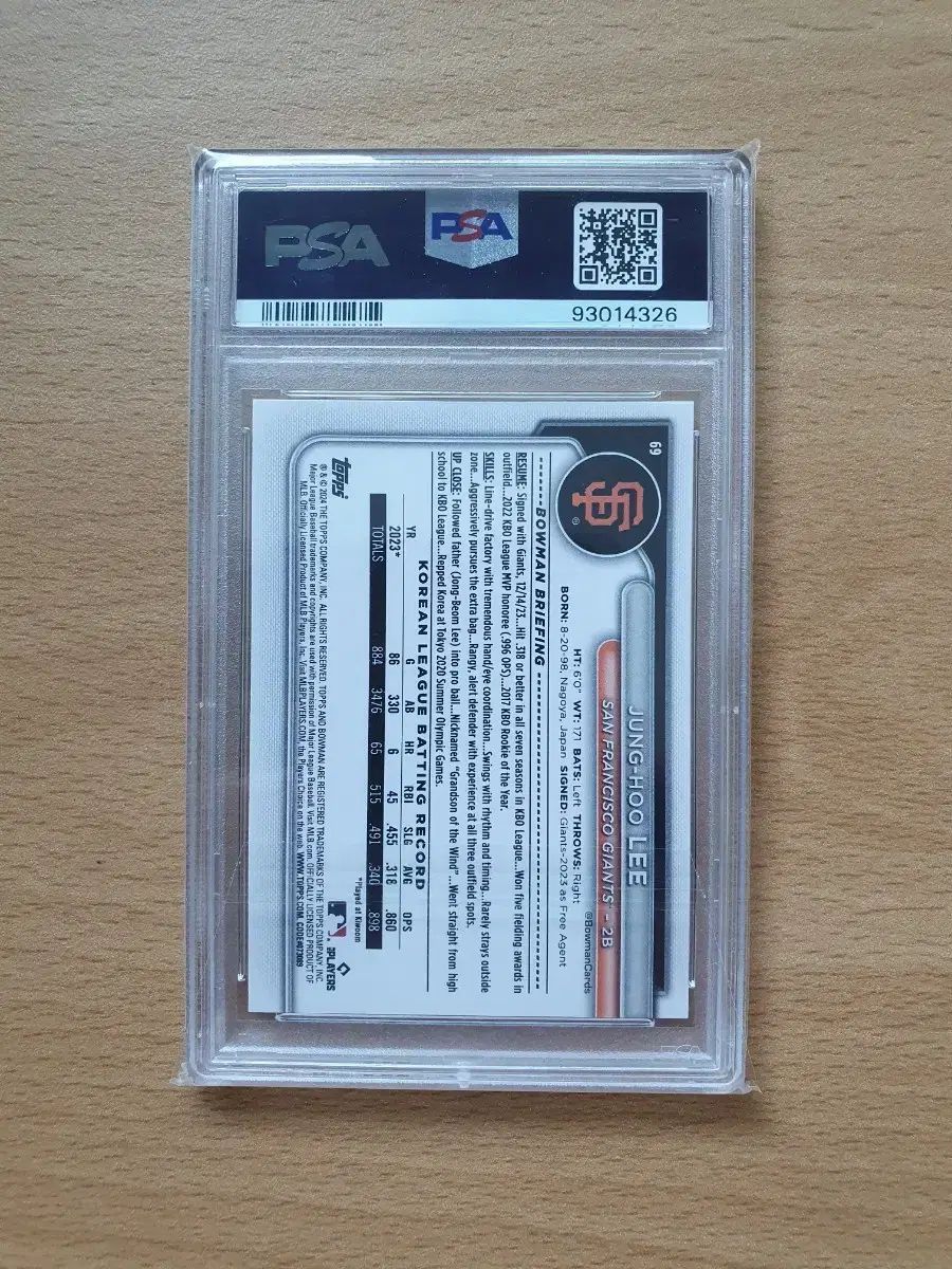 2024 TOPPS トップス バウマン 李政厚（イ・ジョンフ） ルーキー PSA10 