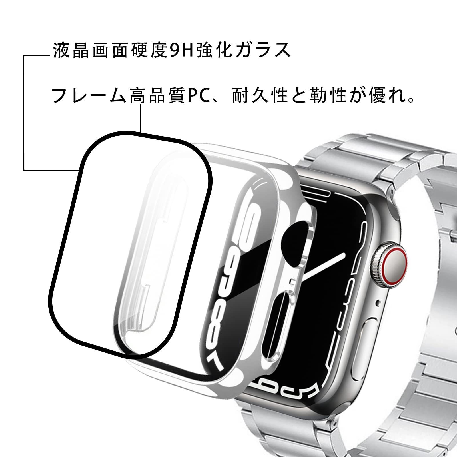 在庫限定】Apple Watch コンパチブル バンド 49mm 45mm 44mm 41mm 40mm Apple Watch 用カバー アップルウォッチ  ケース 【2022改良モデル】CABOBE メッキ柔軟性にPC素材を加工 光沢全面保護 耐衝撃 装着 - 海外お取寄せ商