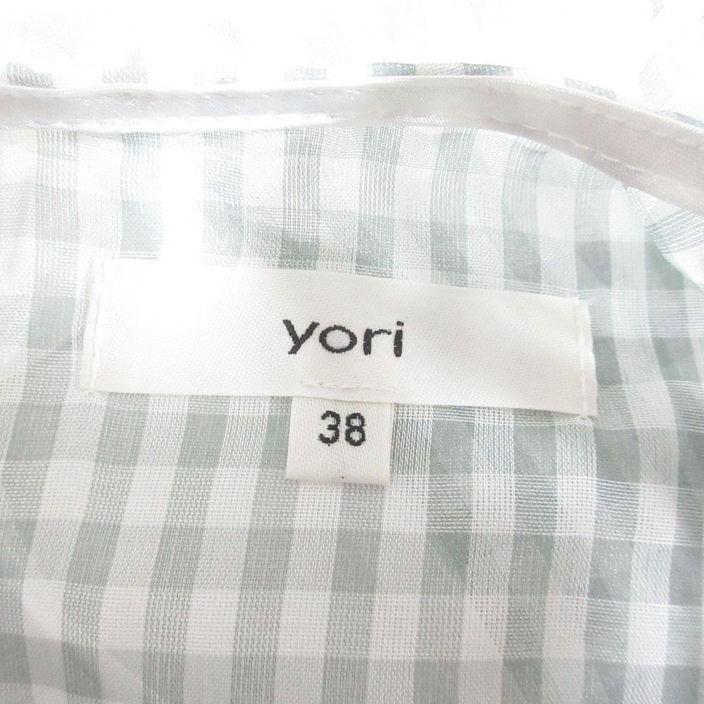 美品 yori ヨリ ギンガムチェック シアーブラウス カットソー YR1921-016SP サイズ38 グレー レディース 古着 中古 美品 yori ヨリ ギンガムチェック シアーブラウス カットソー