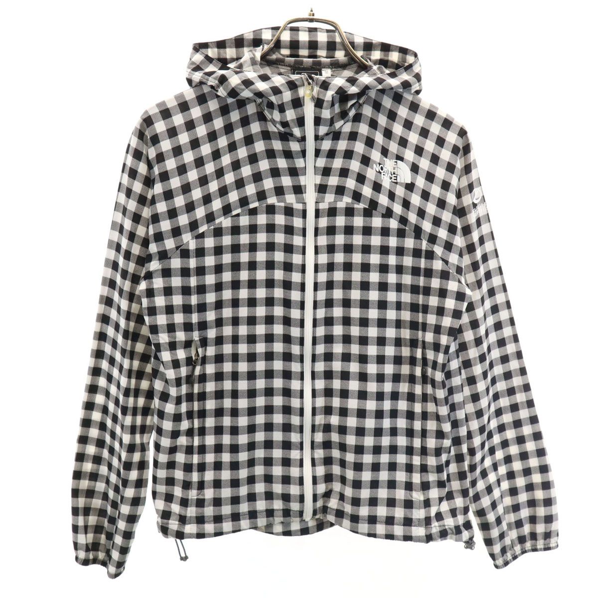 THE NORTH FACE - 古着 THE NORTH FACE ノースフェイス ギンガムチェック 長袖 スワローテイル ジップパーカー M ホワイト フーディー アウトドア NPW11016 レディース THE NORTH FACE ノースフェイス ギンガムチェック 長袖 スワロー