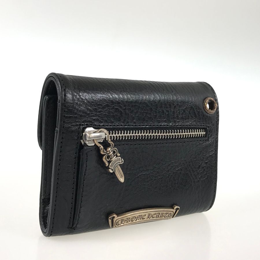 クロムハーツ CHROME HEARTS ウェーブミニ レザー 三つ折り財布 fke【中古】