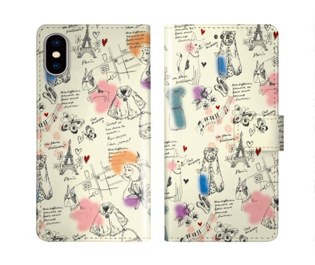 スカラー スマホケース Galaxy A55 5G SC-53E 手帳型 ギャラクシー SC-51E SC-53D SC-56C SC-56B SC-53B SC-51A スマホカバー 全機種対応 scolar パリ コート ハート フレンチブル エッフェル