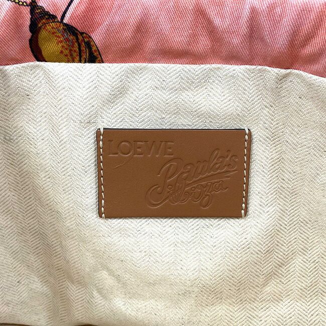 ロエベ 巾着 ポーチ ドロー ストリングス ピンク マルチカラー