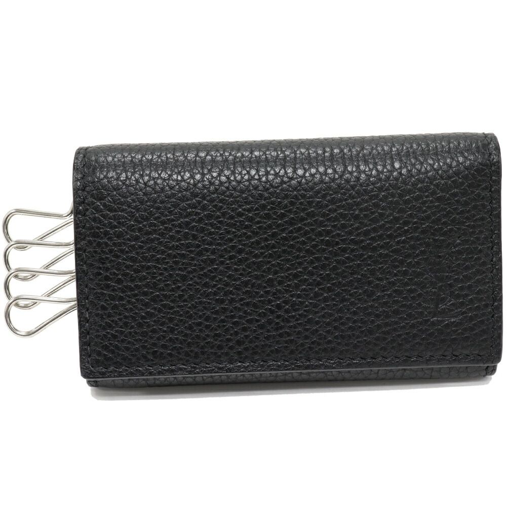 サンローランパリ 4連キーケース カサンドラ シャドウ カーフ 黒 シルバー金具 TGN687099 1021