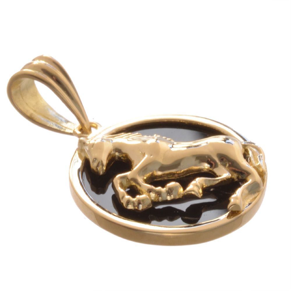 ペンダントトップ メンズ 18金 K18 18K オニキス 馬 ホース ペンダント