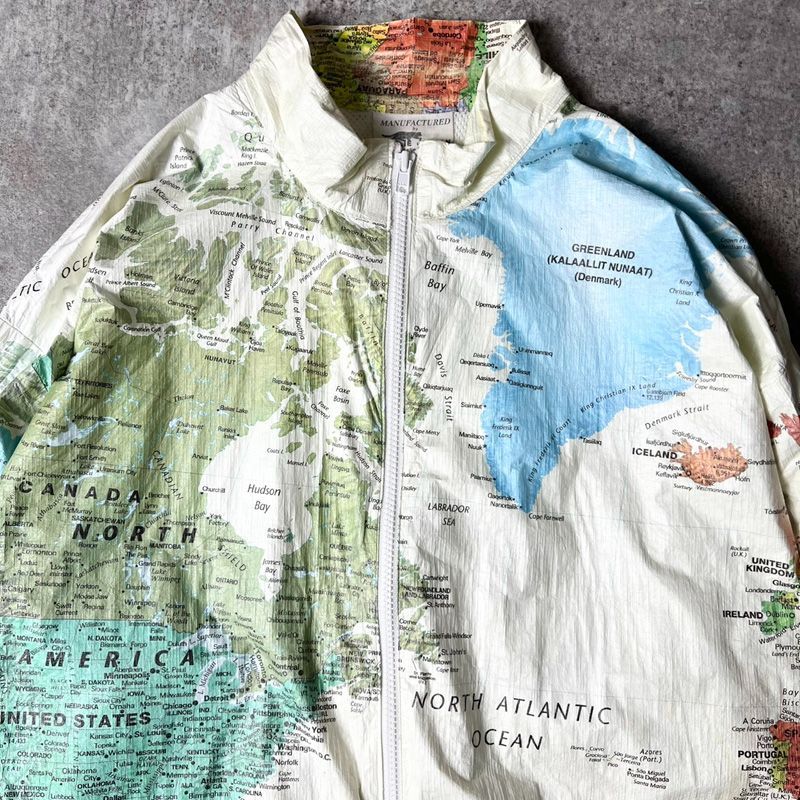 TROVE トローヴ 総柄 世界地図 ジャケット ブルゾン 3 L ベージュ系 HOUSTON（ヒューストン）の「HOUSTON ヒューストン TYVEK PAPER