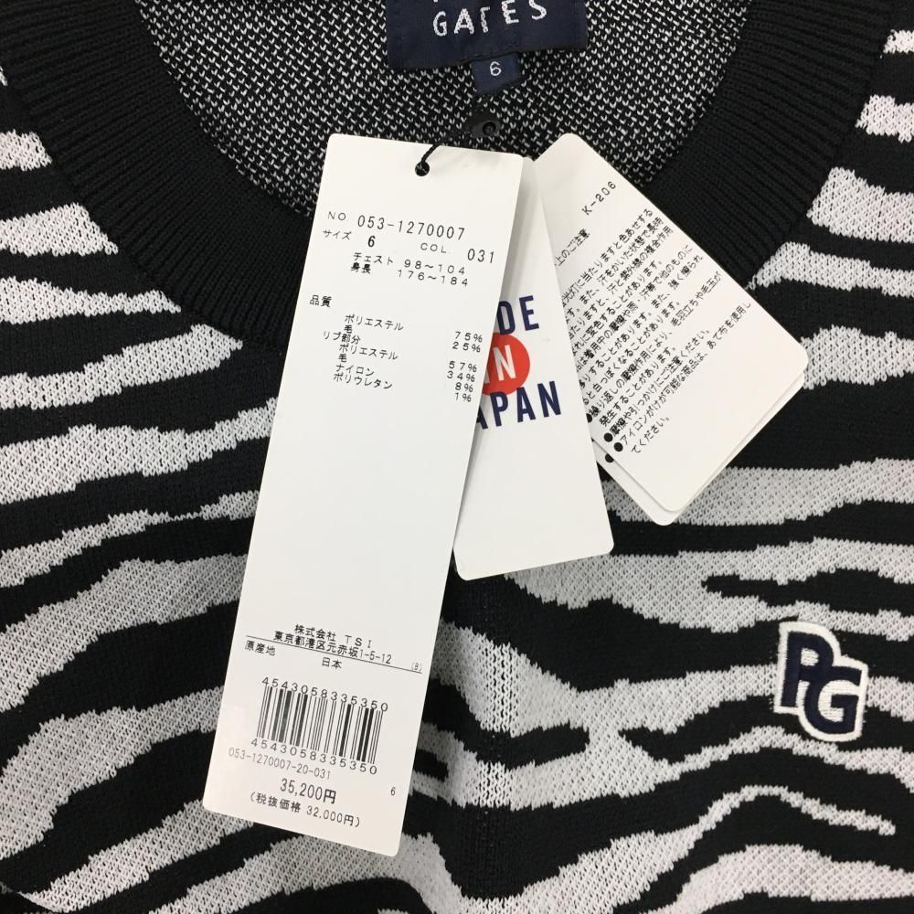 新品】パーリーゲイツ セーター 黒×白 ゼブラ柄 ニット ウール混  