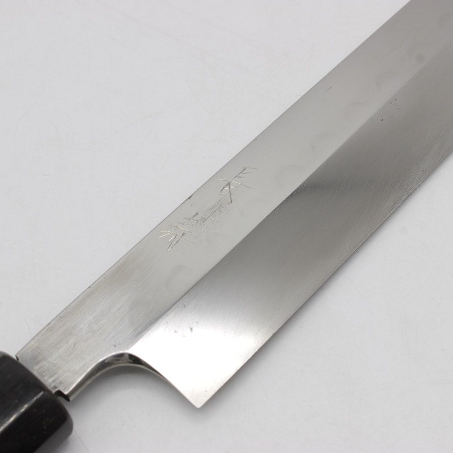 長寿 仙 本焼 柳包丁 尺一 銀巻黒檀柄 鏡面 刃渡り約330mm 和包丁 本焼