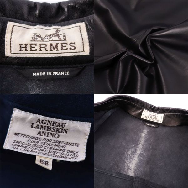 美品 エルメス HERMES シャツ レザーシャツ ラムレザー トップス