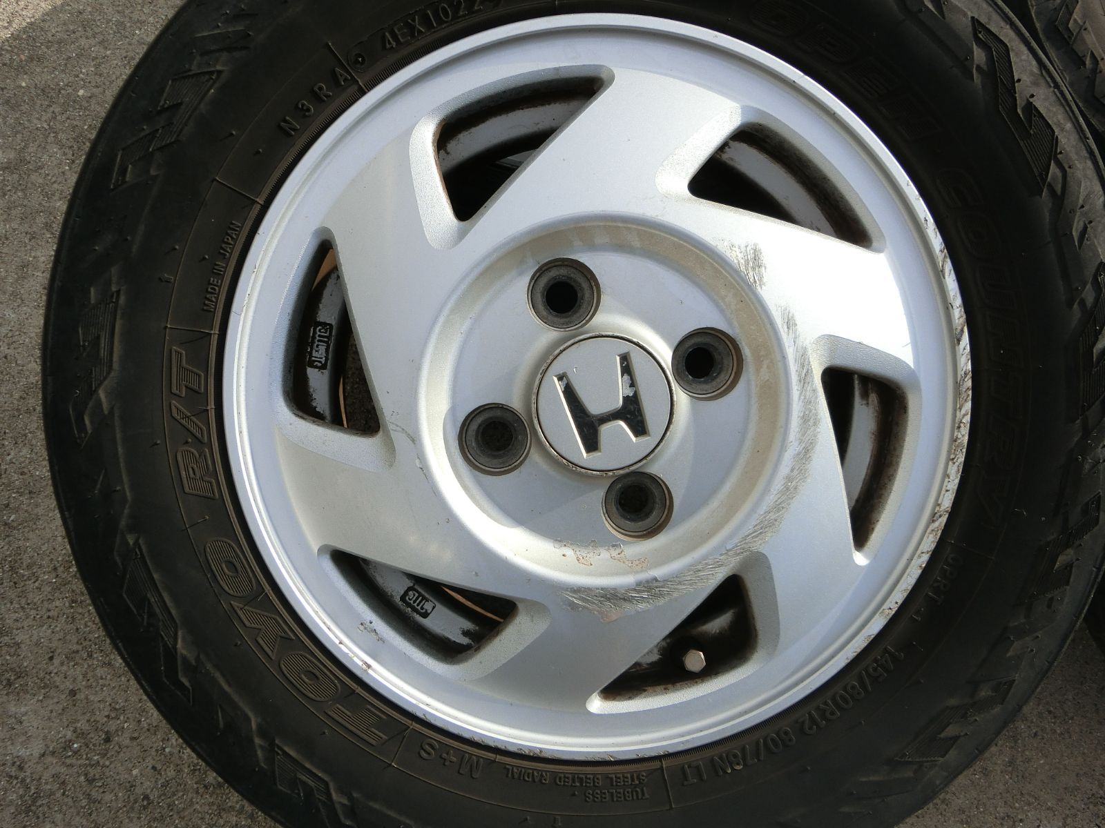 848 ホンダ純正 12インチ アルミホイール 4穴 12×3.5J 40 PCD100 4本セット 14580R12 バモス 外し