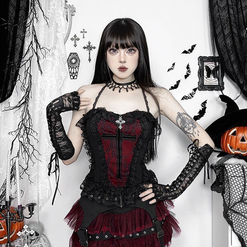 ハロウィン衣装 公爵夫人ホルターネックトップス＋レース重ねティアードスカート