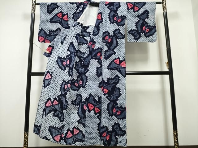 平和屋着物∴夏物 浴衣 有松鳴海絞り 舞蝶文 綿 CAAY4506ng