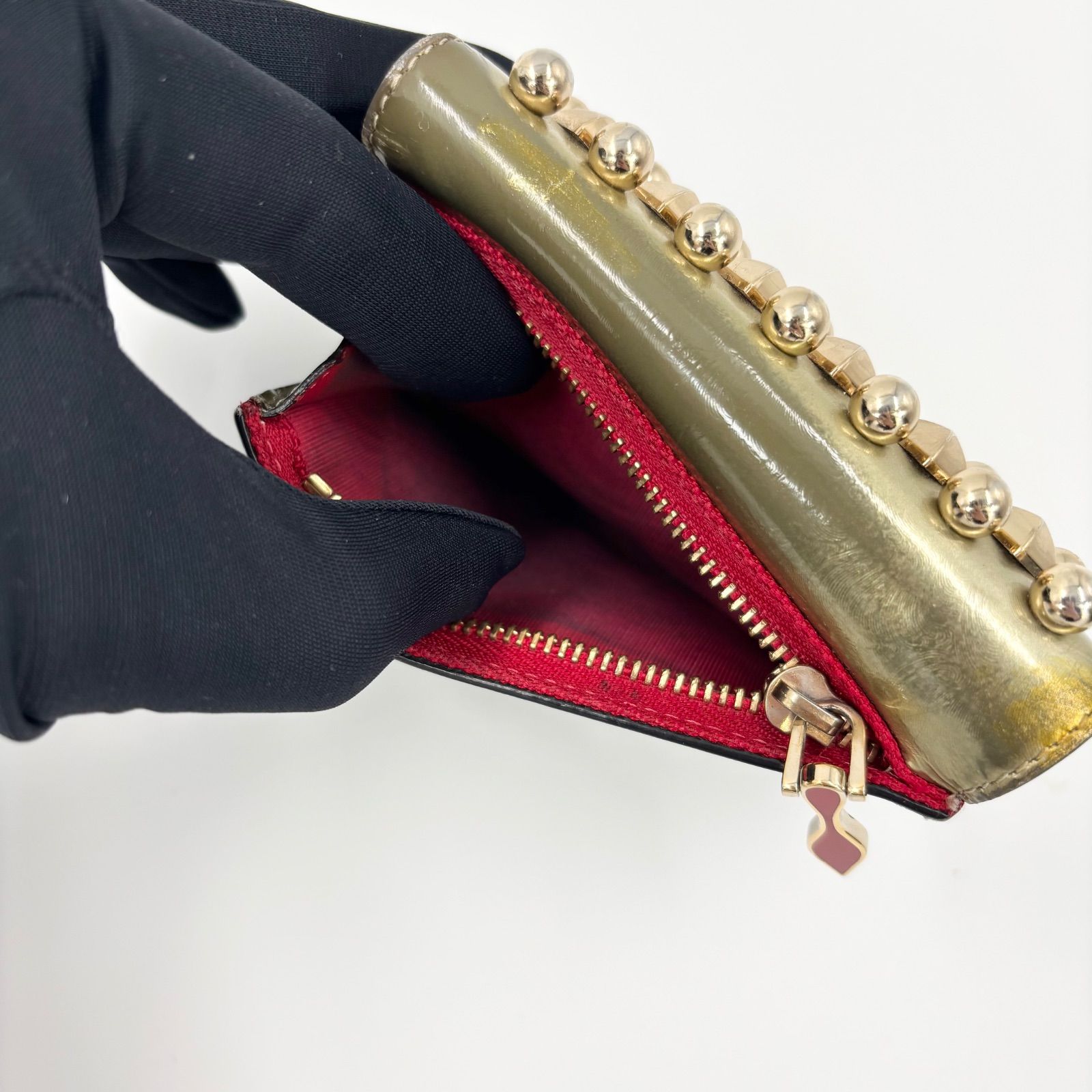 Christian Louboutin マカロン スパイクスタッズ 三つ折り財布 Christian Louboutin マカロン スパイクスタッズ 三つ折り財布